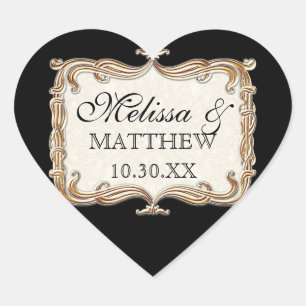 Adesivo Coração Gatsby Art Deco Nouveau Lace Faux Dourada Tulip