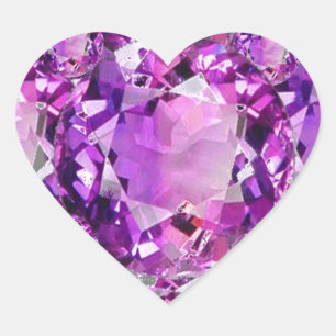 ADESIVO CORAÇÃO GEMA AMETHYST ROXA BIRTHSTONE DE FEVEREIRO DO