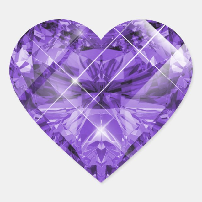 Adesivo Coração Gema Violeta, Roxa (Frente)