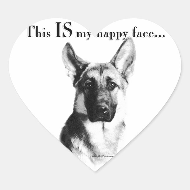 Adesivo Coração German shepherd de rosto feliz (Frente)