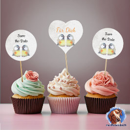 Adesivo Coração Geschenkaufkleber - Kohlmeisen - Aquarell