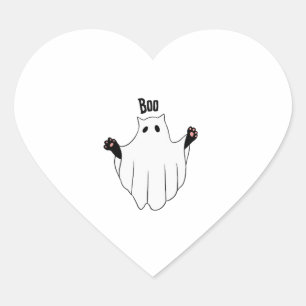 Adesivo Coração Ghost Boo Halloween Engraçado Gato Preto Assustado