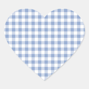 Adesivo Coração Gingham Clássico Azul Verificado
