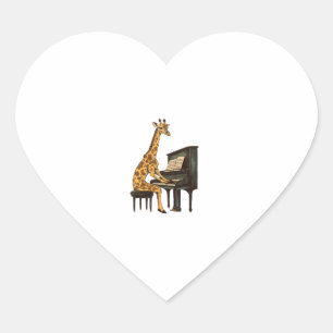 Adesivo Coração Girafa Bonita Tocando Piano Girafas Músicas