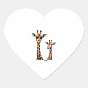 Adesivo Coração Girafa com Óculos de Sol Safari da Selva Animal Gi