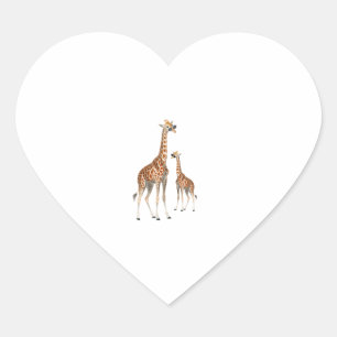 Adesivo Coração Girafa com óculos de sol Selgle Safari Animal Gira