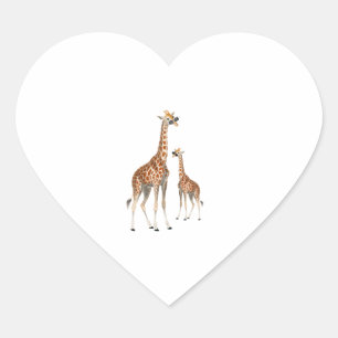 Adesivo Coração Girafa com óculos de sol Selgle Safari Animal Gira