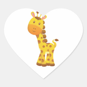 Adesivo Coração Girafa estilizado de sorriso dos desenhos animados