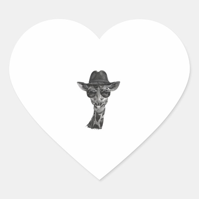 Adesivo Coração Giraffe Sunglass (Frente)