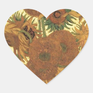 Adesivo Coração Girassóis por Van Gogh