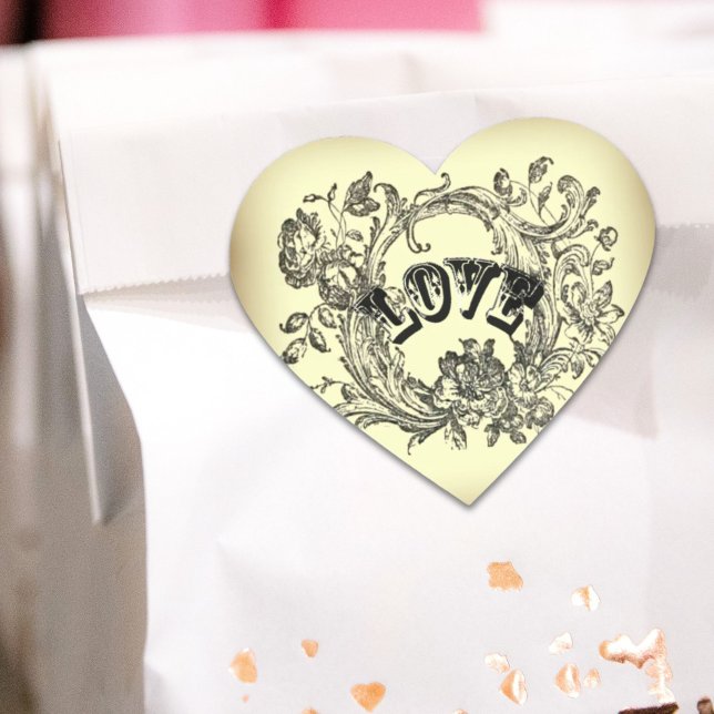 Adesivo Coração girino girino cor pastel victoriano (girly chic flourish swirl pastel colors victorian heart sticker)