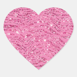 Adesivo Coração Girly Glitzy Pink Glitter Zebra