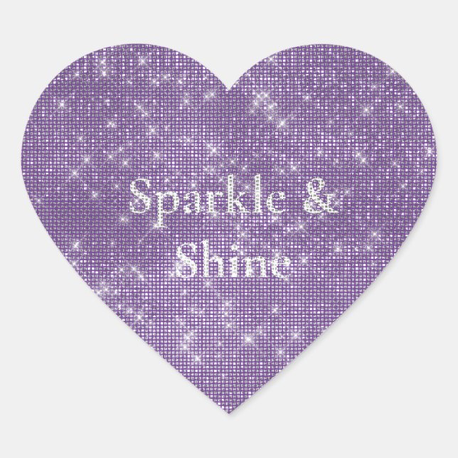 Adesivo Coração Girly Purple Glitzy Sparkle (Frente)