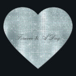 Adesivo Coração Glam Aqua Glitzy Silver Sparkle<br><div class="desc">Glam Aqua Glitzy Silver Sparkle Weds</div>