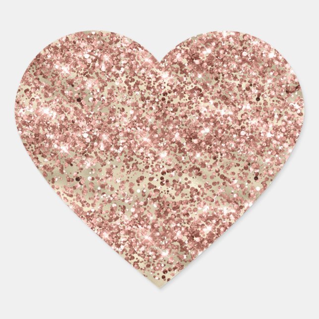 Adesivo Coração Glam Girly Dourada Rosa Brilhante Sparkle Confetti (Frente)
