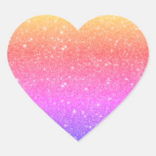 Adesivo Coração Glitter Colorido do Arco-Íris Elegante