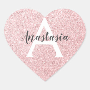 Adesivo Coração Glitter Dourado Rosa de Chic e Trendy Monograma de