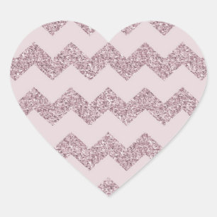 Adesivo Coração Glitter Faux Chevron Rosa