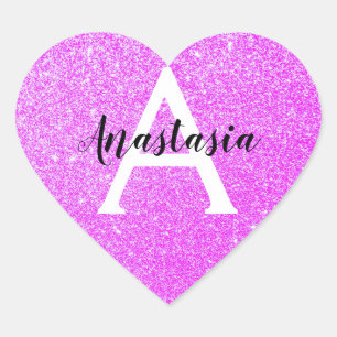 Adesivo Coração Glitter Roxo Glitter Glitter Gelado Grelha Nome do