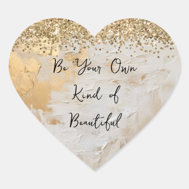 Adesivo Coração Glitti Branco de Grelha Dourada Confetti (Frente)