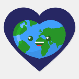 Adesivo Coração globo cardíaco do Dia da Terra Feliz