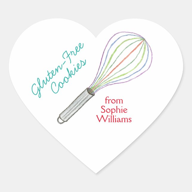 Adesivo Coração Gluten free cookies baking labels / stickers (Frente)