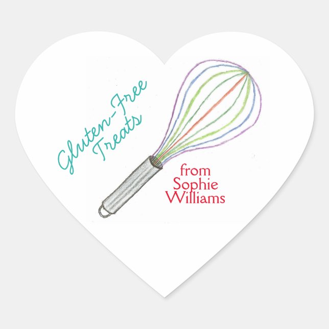 Adesivo Coração Gluten free treats baking labels / stickers (Frente)