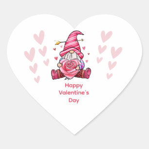 Adesivo Coração Gnome Rosa Dia dos Namorados Personalizado 