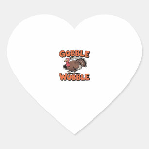 Adesivo Coração Gobble Till You Wobble - Engraçada Turca Cartoon C