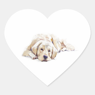 Adesivo Coração Golden Retriever Dog Heart Sticker