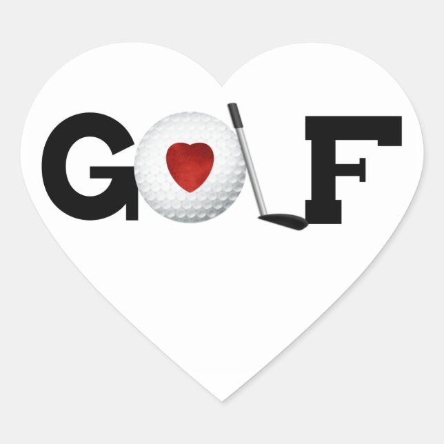 Adesivo Coração Golfe com Camisetas e presentes de bola de golfe (Frente)