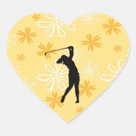 Adesivo Coração Golfer Golf Sports Person Silhout