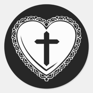 Adesivo Coração Gótico + Vinhetas Cruzadas (Preto + Branco