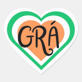 Adesivo Coração Grá - design Amor Irlandês - Língua Irlandesa