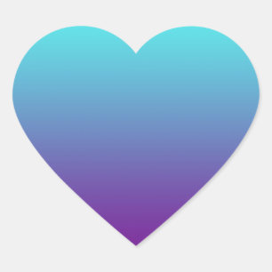 Adesivo Coração Gradiente de Fundo Simples Turquesa Azul Roxo