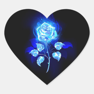 Adesivo Coração Gravação de Rosa Azul