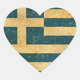 Adesivo Coração Grécia de Grunge de Vintage do Sinalizador de Desi