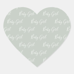 Adesivo Coração Green Baby Girl Script Modern Heart Sticker
