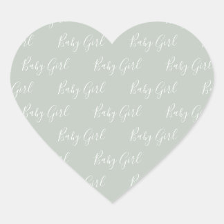 Adesivo Coração Green Baby Girl Script Modern Heart Sticker