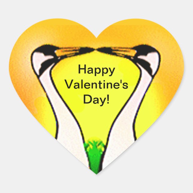 Adesivo Coração Gruas Brancas Apaixonadas (Frente)