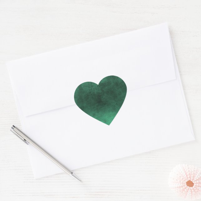 Adesivo Coração Grunge Escuro - Verde (Envelope)