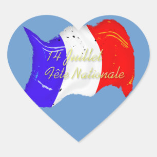 Adesivo Coração Grunge French Flag Heart Sticker
