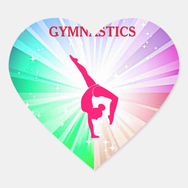Adesivo Coração Gymnastics cola oval brilhante. (Frente)