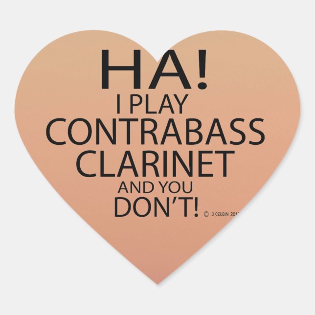 Adesivo Coração Ha Contrabass Clarinet Heart Sticker (Frente)