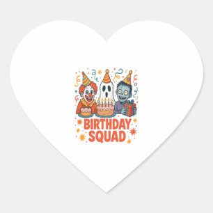 Adesivo Coração Halloween Birthday Squad Clowy Clowy Clowy Ghost Z