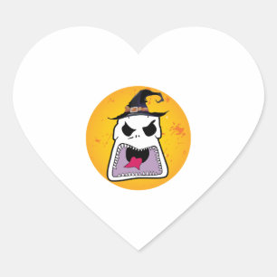 Adesivo Coração Halloween - cara