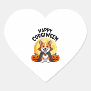 Adesivo Coração Halloween Corgiwing, Spooky Corgi Dog