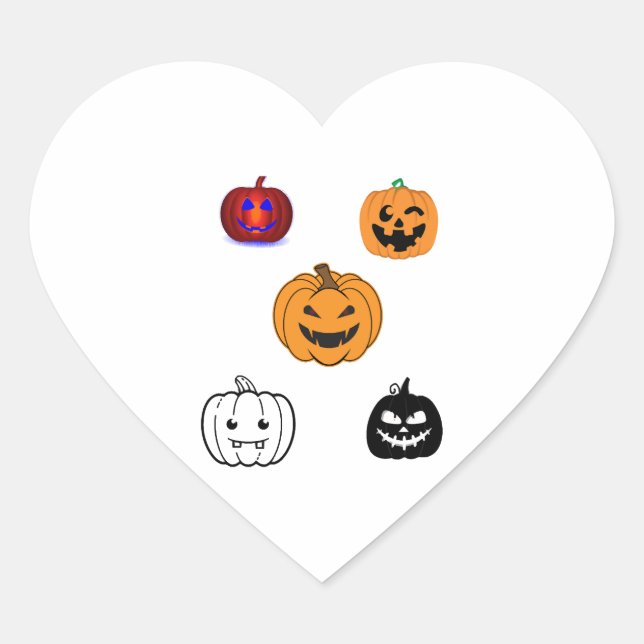 Adesivo Coração Halloween Pumpkins (Frente)