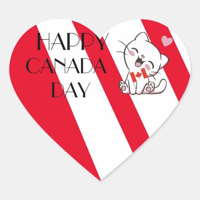 Adesivo Coração Happy Canada Day Sticker (Frente)