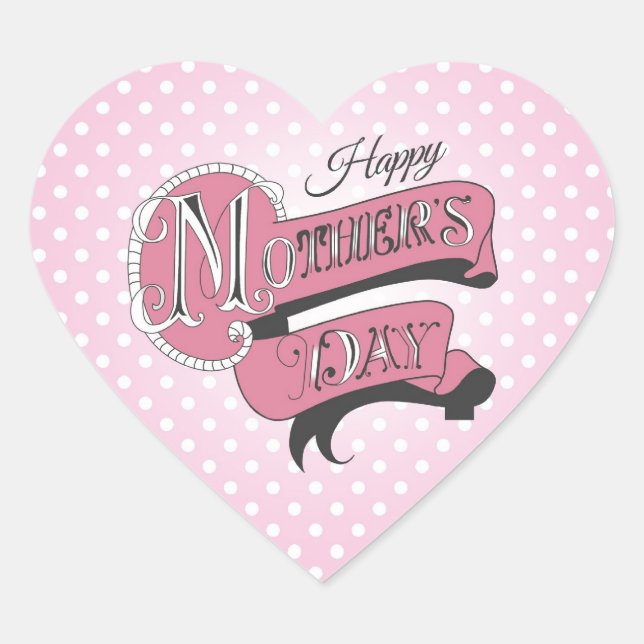 Adesivo Coração Happy mother's day! (Frente)